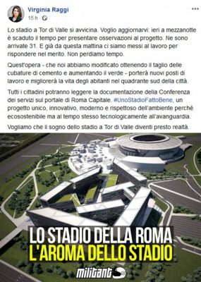 Lo stadio della Roma e l’aroma dello stadio.